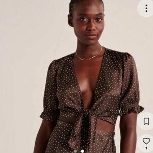 Abercrombie & Fitch Polka Dot Tie-Front Top